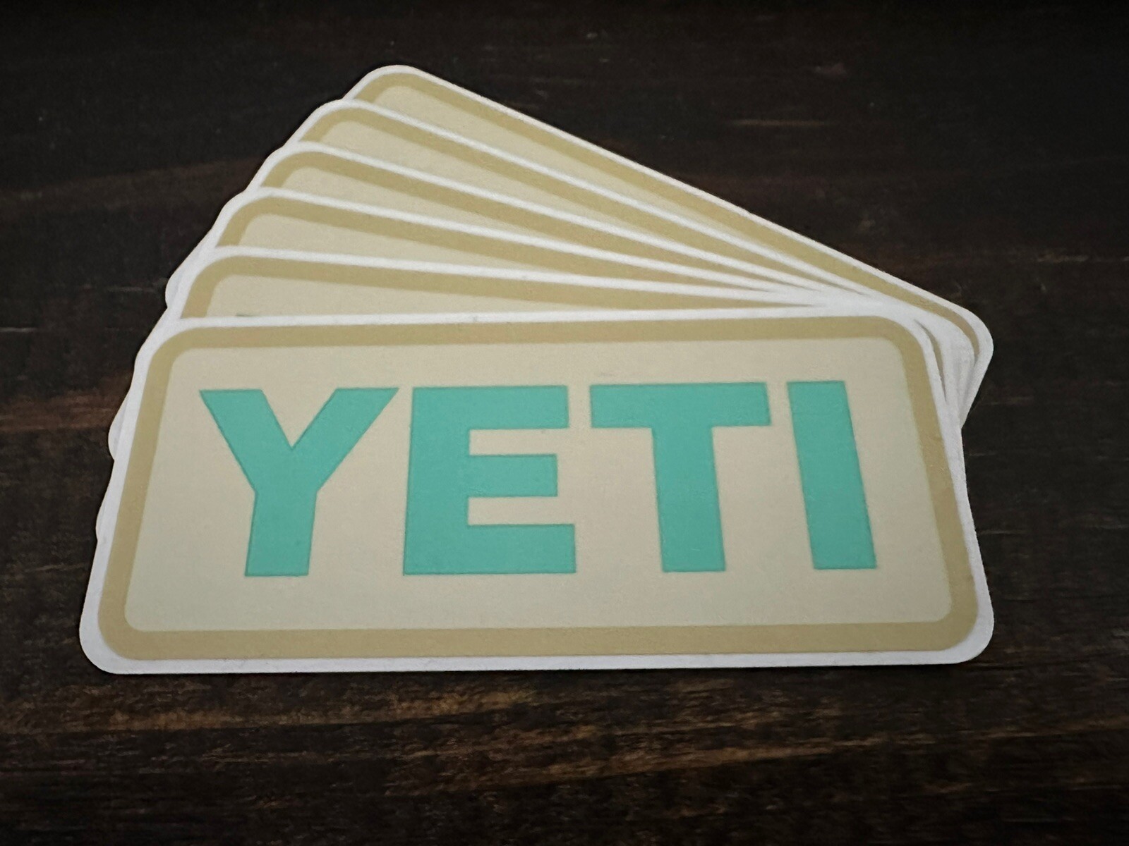 New YETI Logo Sticker Decal Beige Khaki Tan Seafoam Aqua For Cup Tumbler Cooler