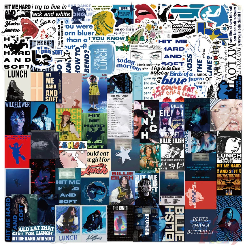 100 Billie Eilish Sticker Pack – Hit Me Hard and Soft – Music Album