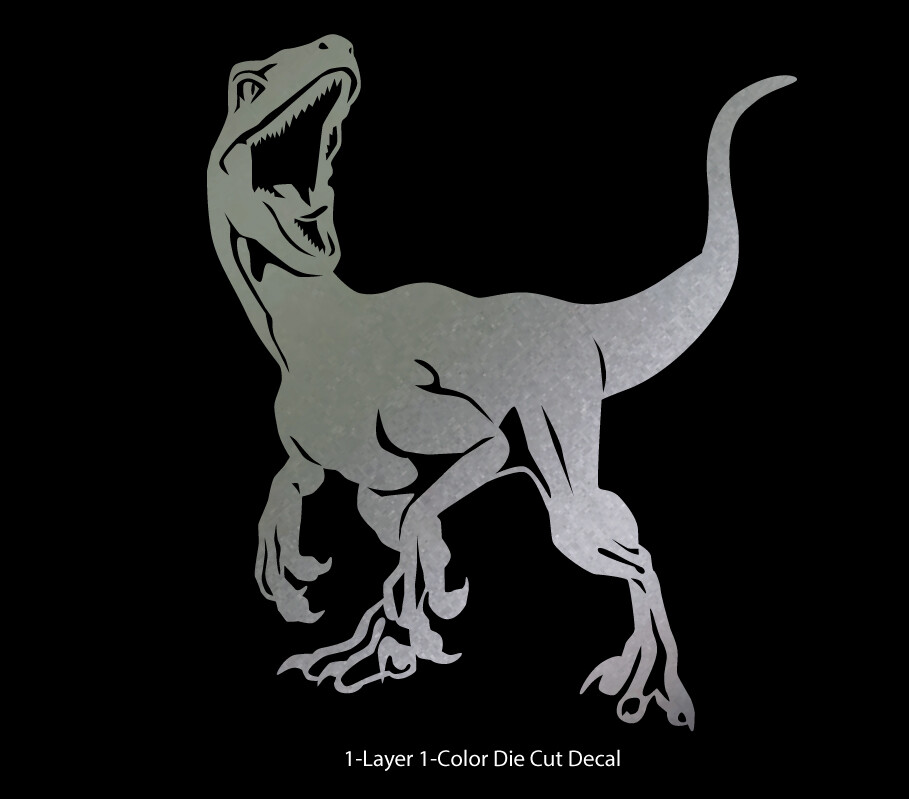 Dinosaur – Roaring Velociraptor #2 – Jurassic Period – 4-21" wide – DieCut Decal