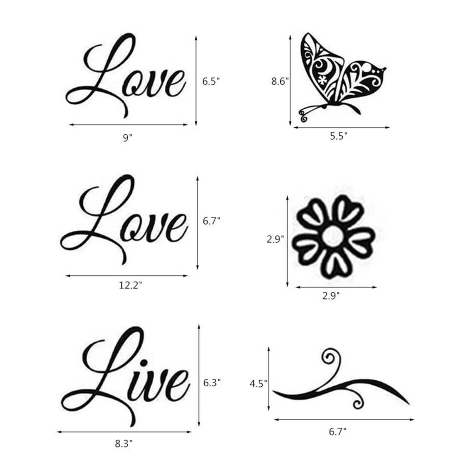 Live Laugh Love Butterfly Flower Wall Decal Sticker Vinyl Home Decor Wall Art
