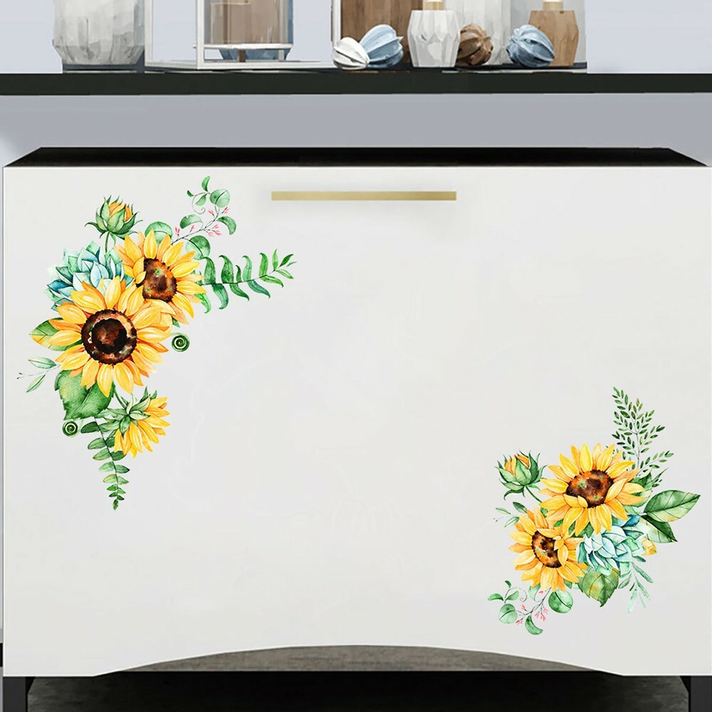 Transparent Border Vinyl Home Art Decal Decor Sunflowers Butterfly Wall Stickers