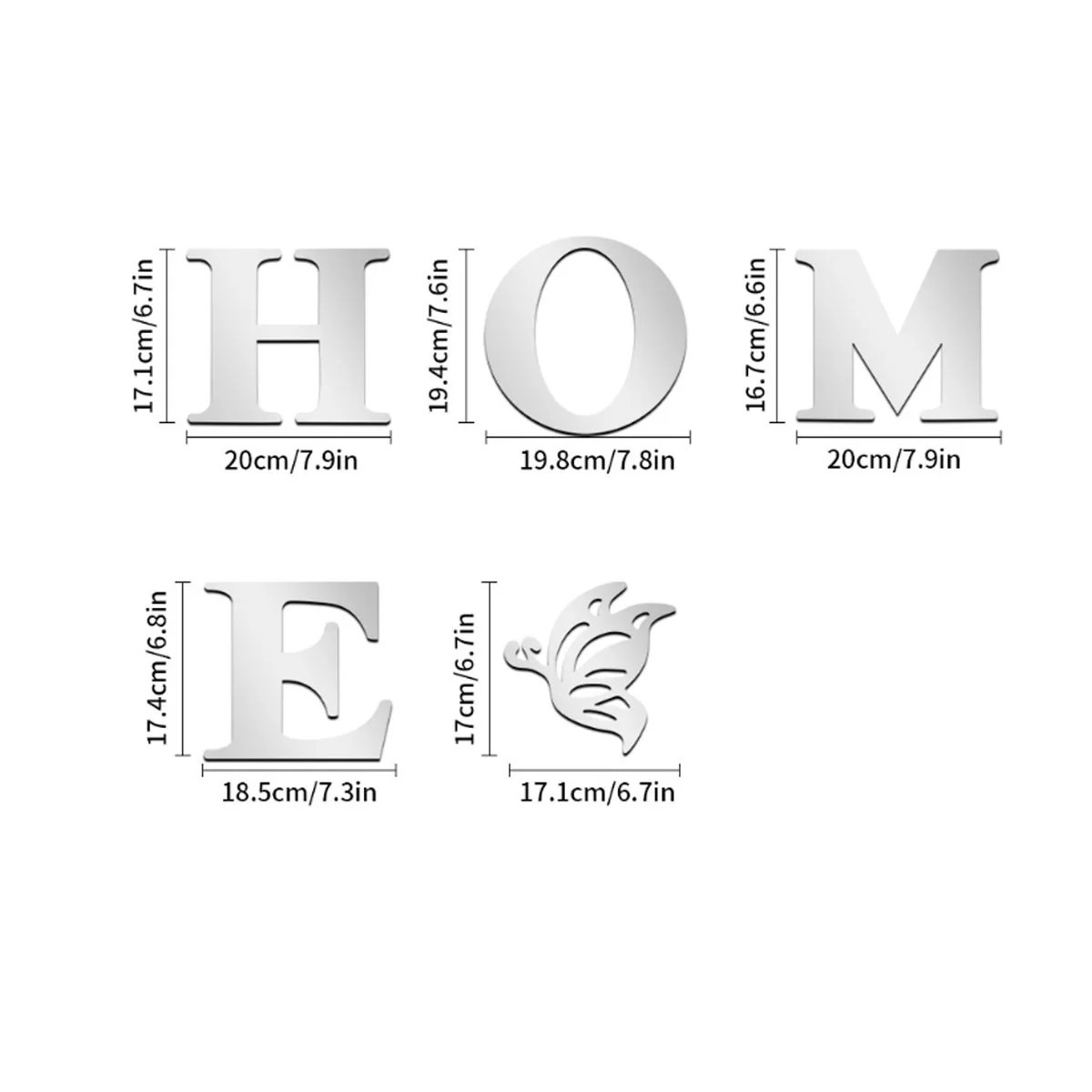 HOME 3D Mirror Wall Sticker Decorative Acrylic Home Sign Entrance Wall Décor