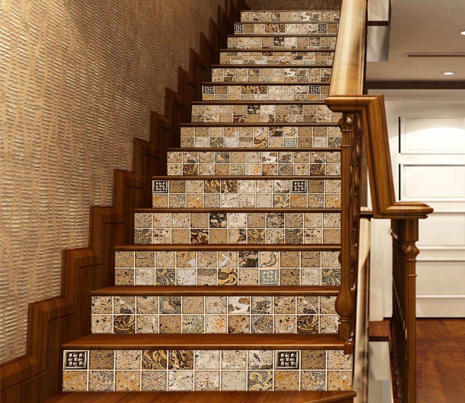 3D Brown Pattern ZHU318 Stairs Risers Decoration Photo Mural Vinyl Wallpaper Amy