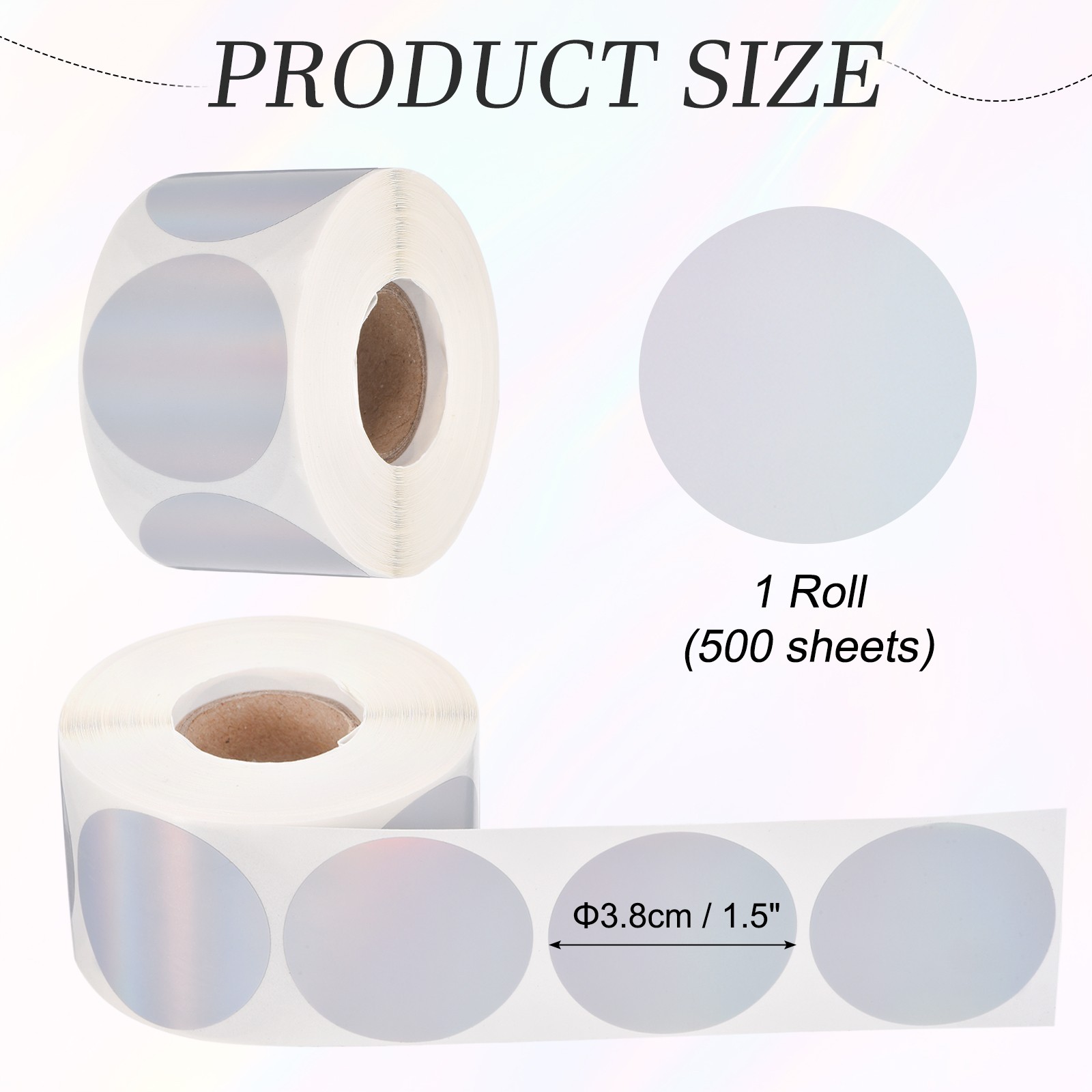 500pcs Round Thermal Label 1.5×1.5" Self-Adhesive Thermal Stickers Silver