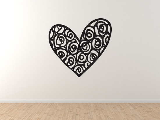 Love Doodle Art #8 – Rose Heart Floral – Valentine Affection – Vinyl Wall Decal