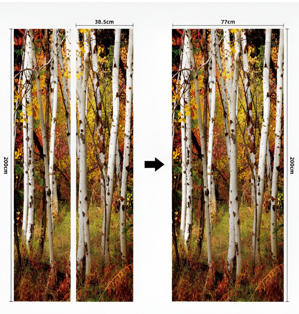 3D Forest Door Sticker Self Adhesive Wall Mural Wallpaper Living Room Home Decor