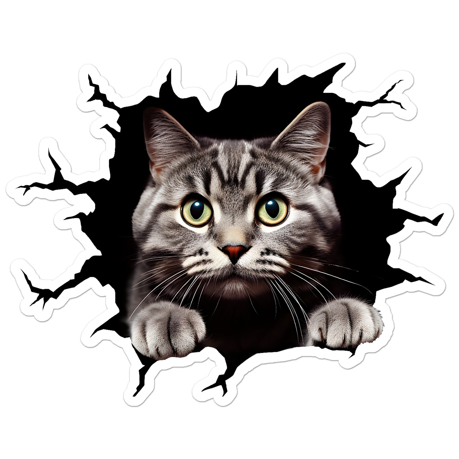 Cat Kitten Peeking Hole – Vinyl Decal Sticker – Car Window Laptop – ebn11074