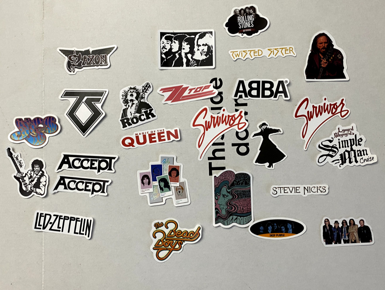 ROCK BAND DECALS STICKERS LAPTOP, GUITAR, SKATEBOARD ETC…FREE SHIPPING