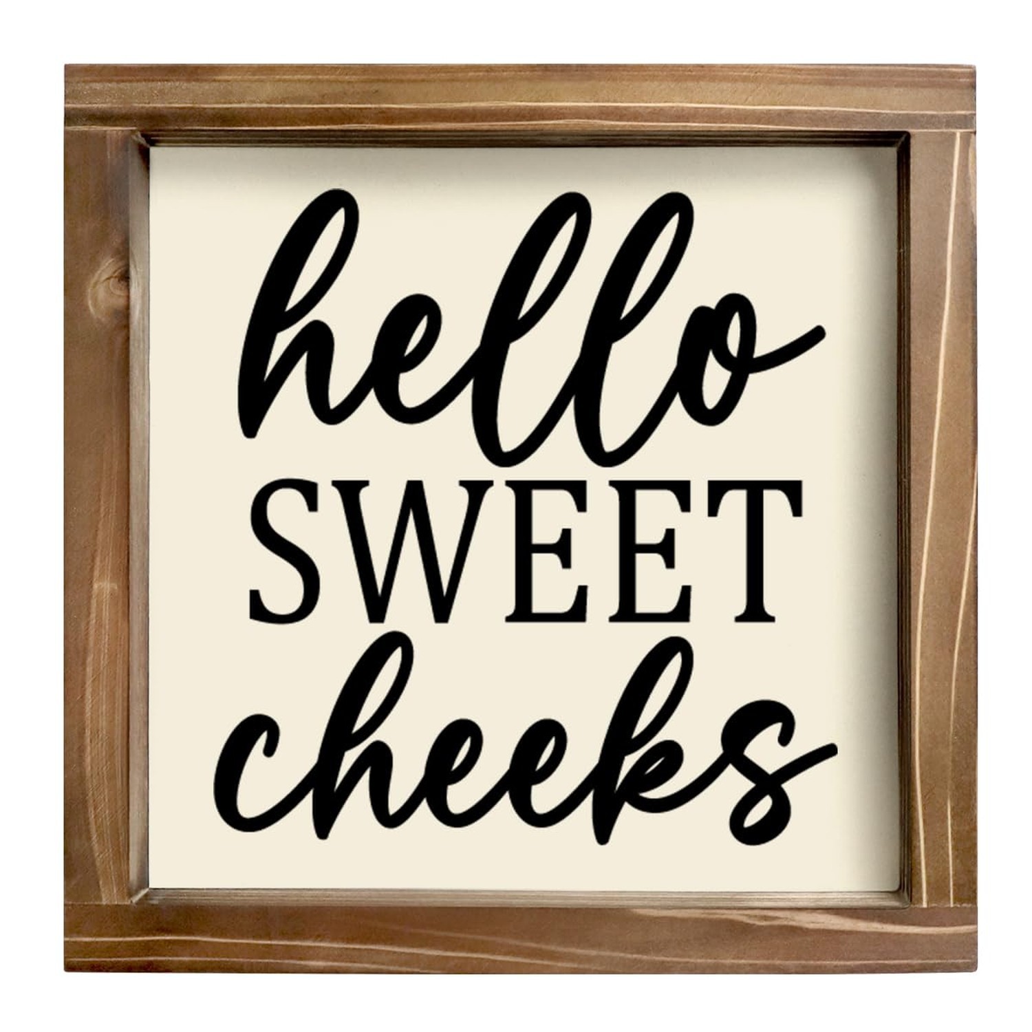 Kas Home Rustic Farmhouse Bathroom Decor – Cute 'Hello Sweet Cheeks' Wooden S…