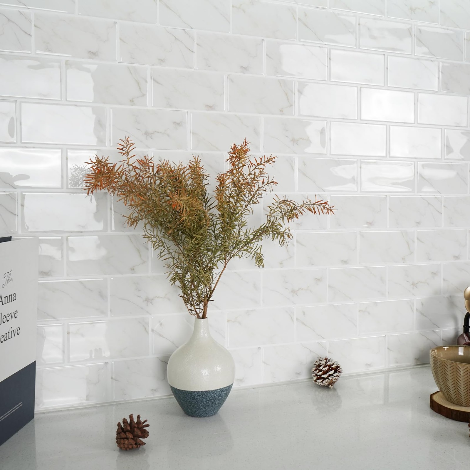 10-Sheet Subway Tile Peel and Stick Backsplash, Self Adhesive Vinyl Wall Tile…