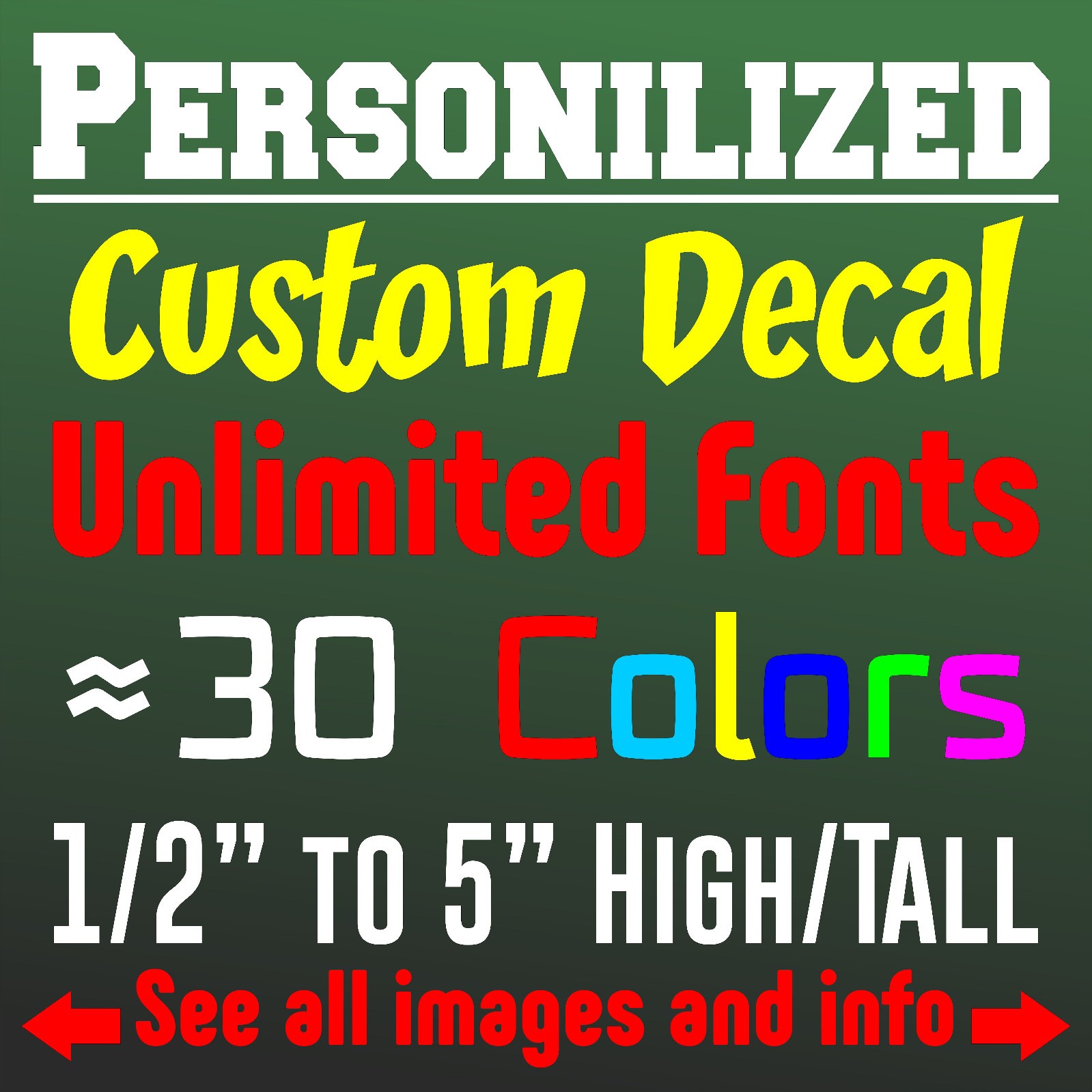 Personalized Custom Decal. Vinyl Lettering Car Text Stickers: Truck Window Wall