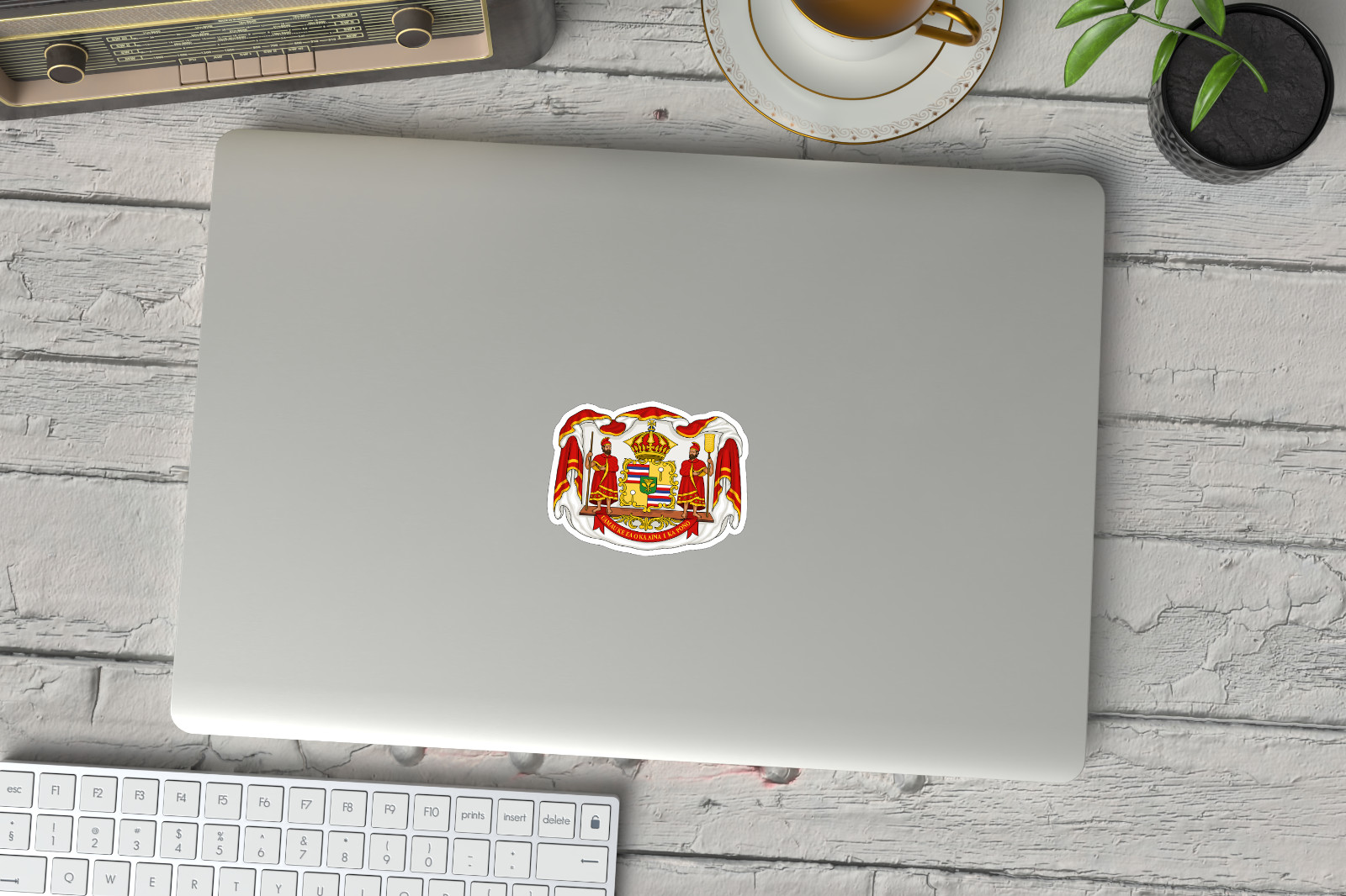 NEW- The Kingdom of Hawaii Coat of Arms Vinyl Sticker Decal 3x 2.4 INCHES
