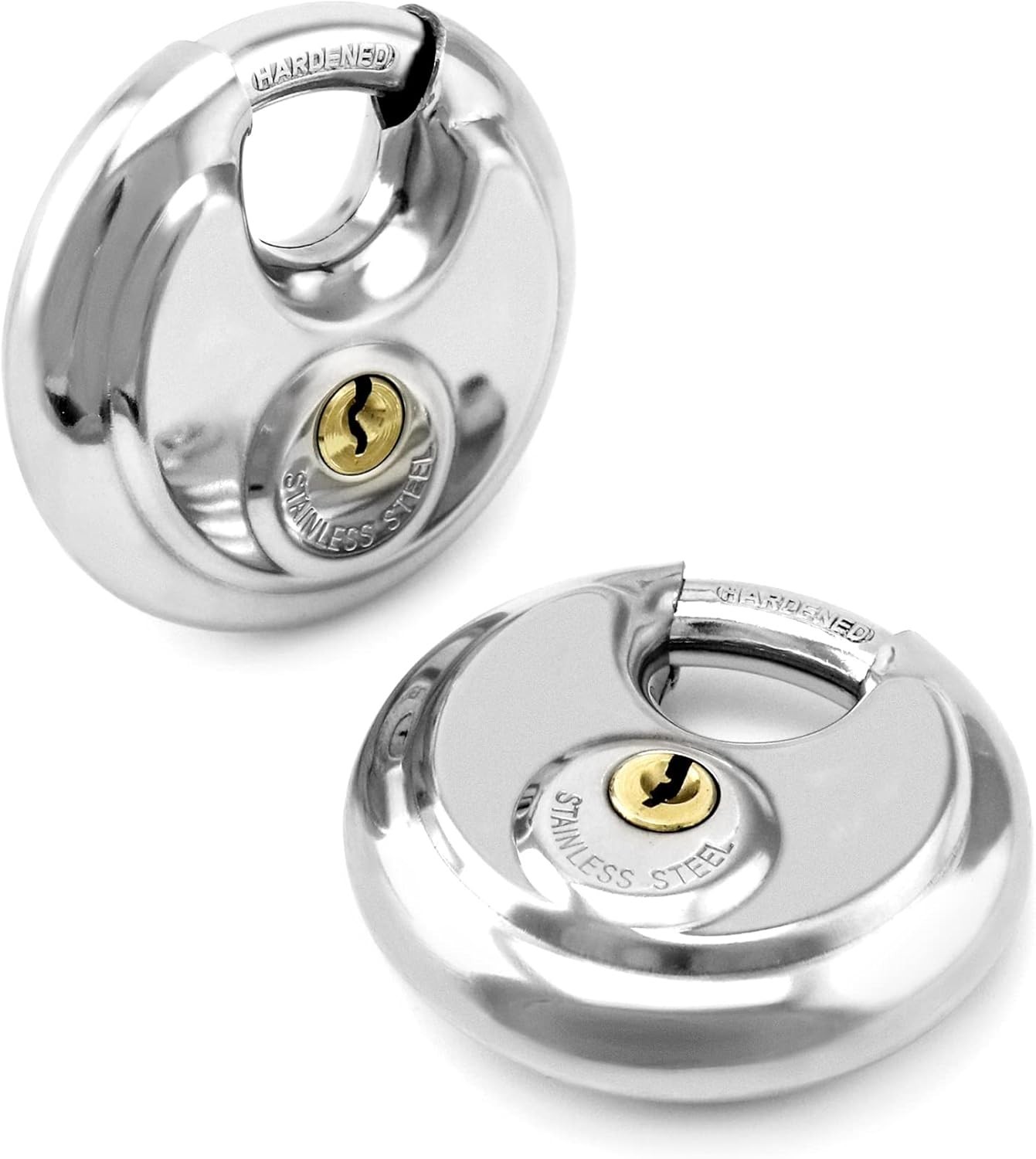 8 Candados Redondos Iguales Acero Inox 7cm con Llaves para Bodega Reja Cobertizo