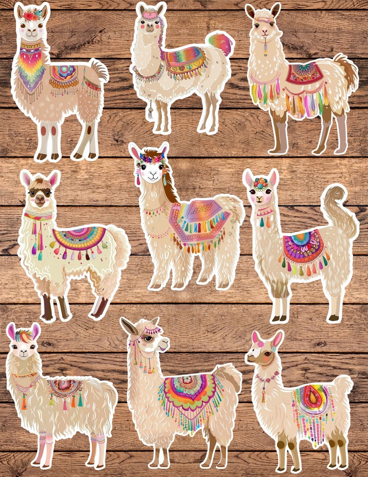 Funky Llama Die Cut Stickers Set Laptop Sticker WaterBottle Sticker