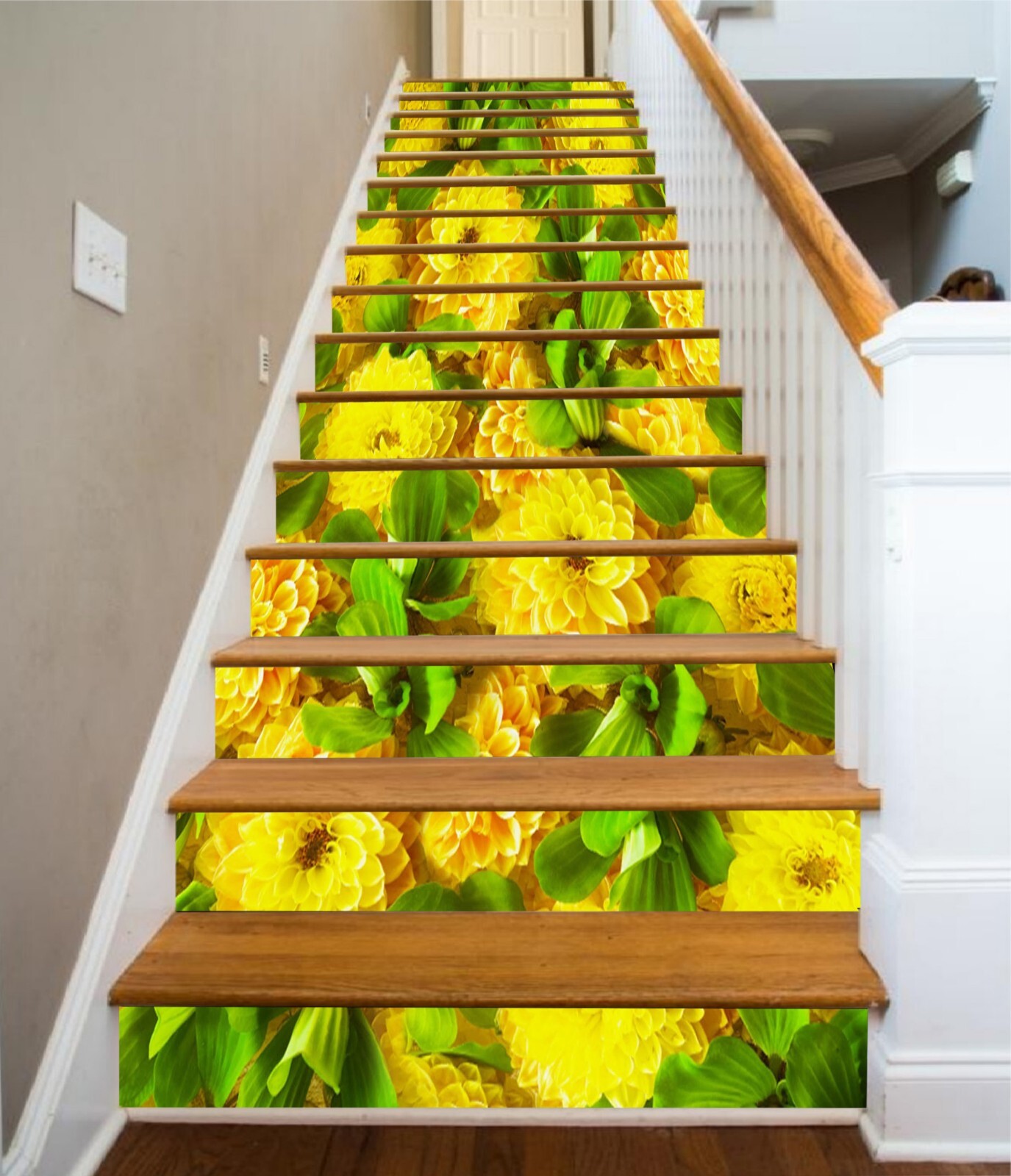 3D Yellow Flower AZ867 Stair Risers Decoration Mural Vinyl Wallpaper Kay