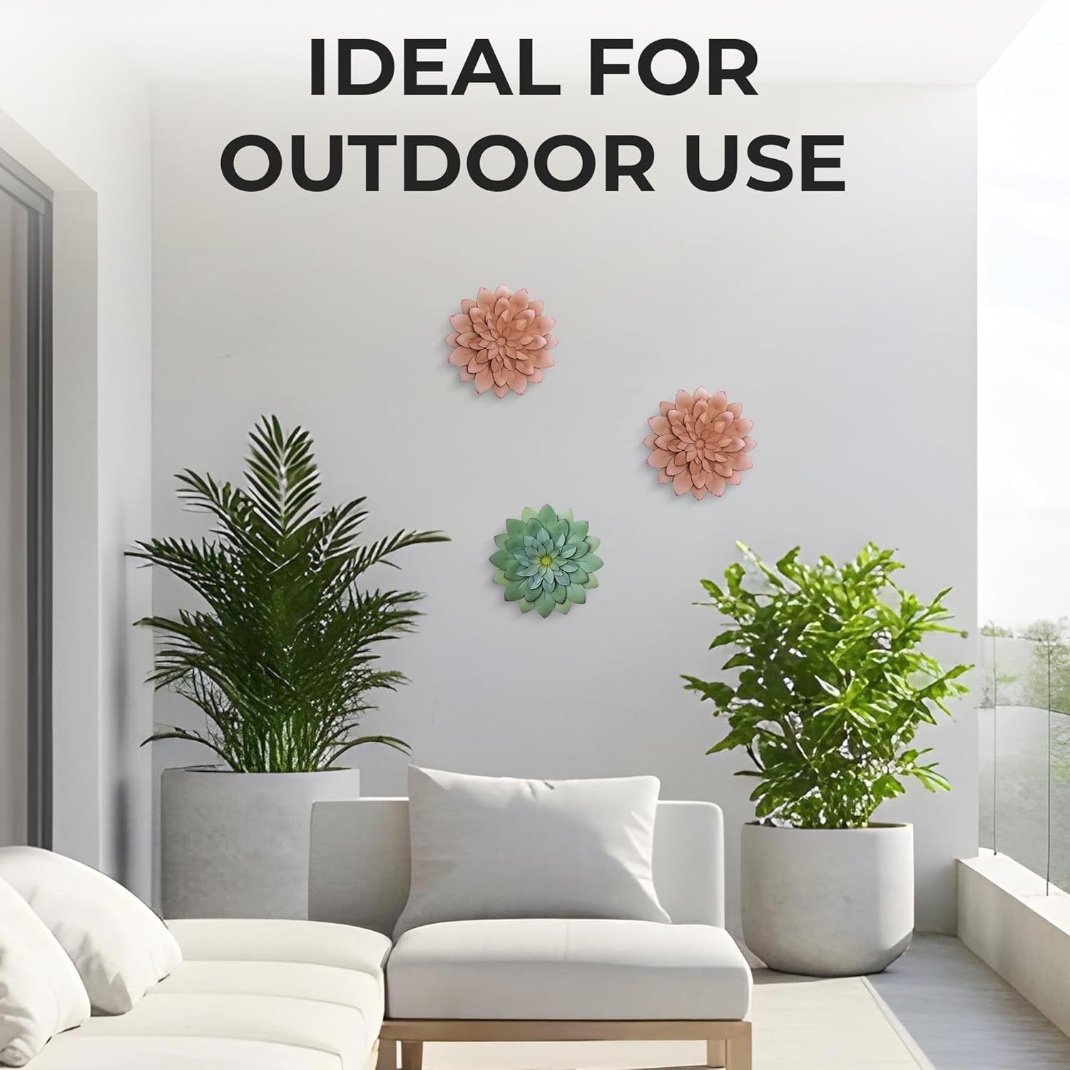 Hand-Painted Succulent Metal Flower Wall Decor – 3D Art for Indoor & Outdoor