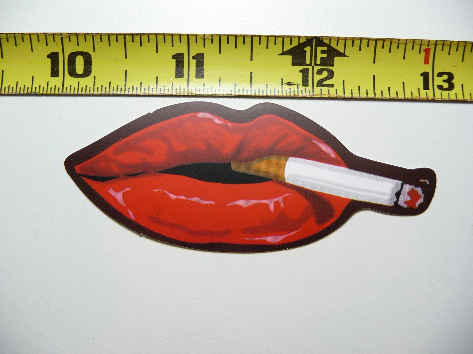 RED LIPSTICK LIPS SMOKING CIGARETTE SMALL STICKER DECAL COUNTRY WESTERN THEME