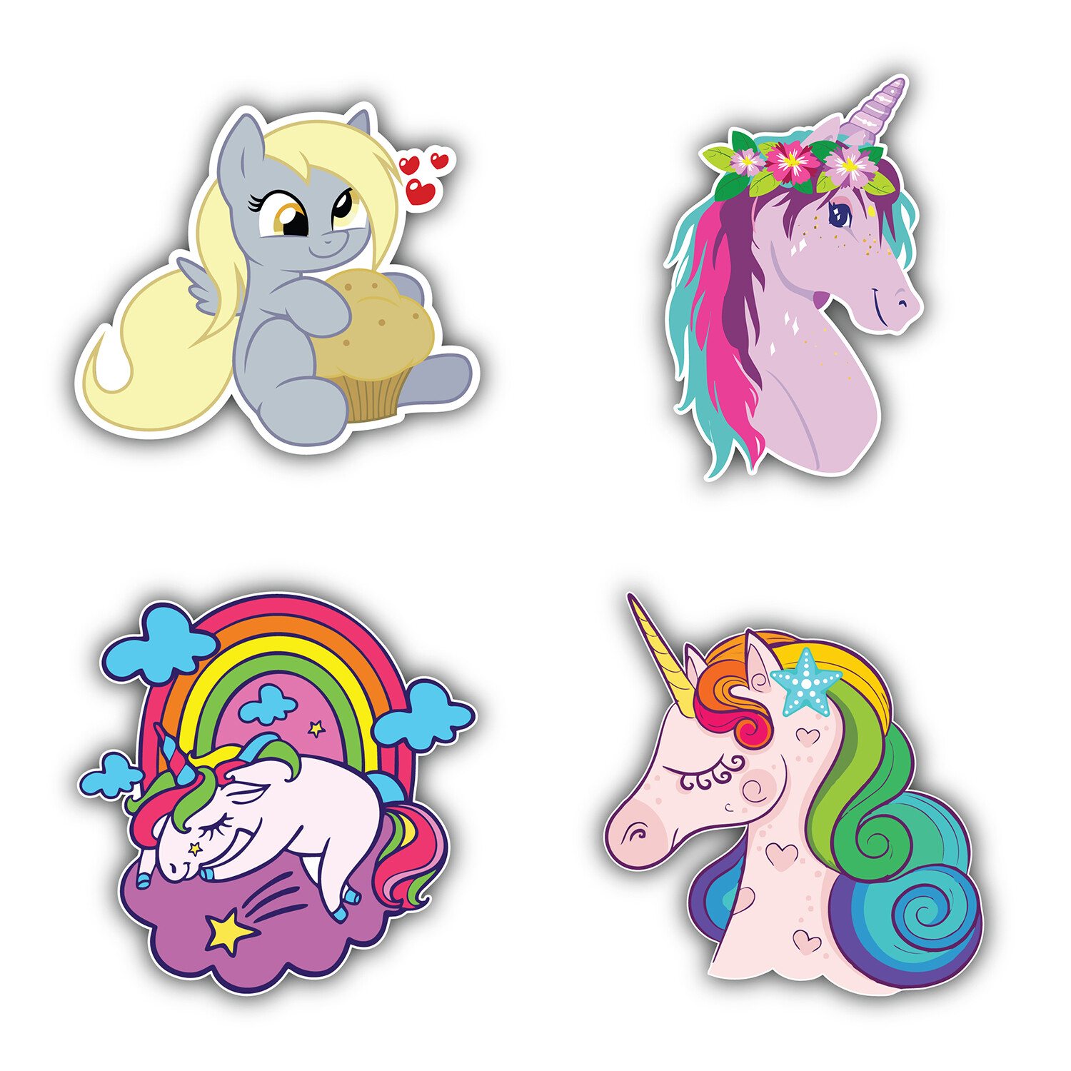 My Little Pony Cartoon Set Of 4 Vinyl Sticker Decal – 5" longer side ID:7