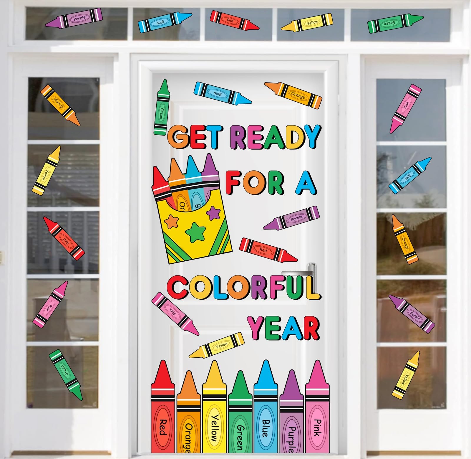 Colorful Crayon Door Stickers Get Ready for A Colorful Year Wall Decals Large…