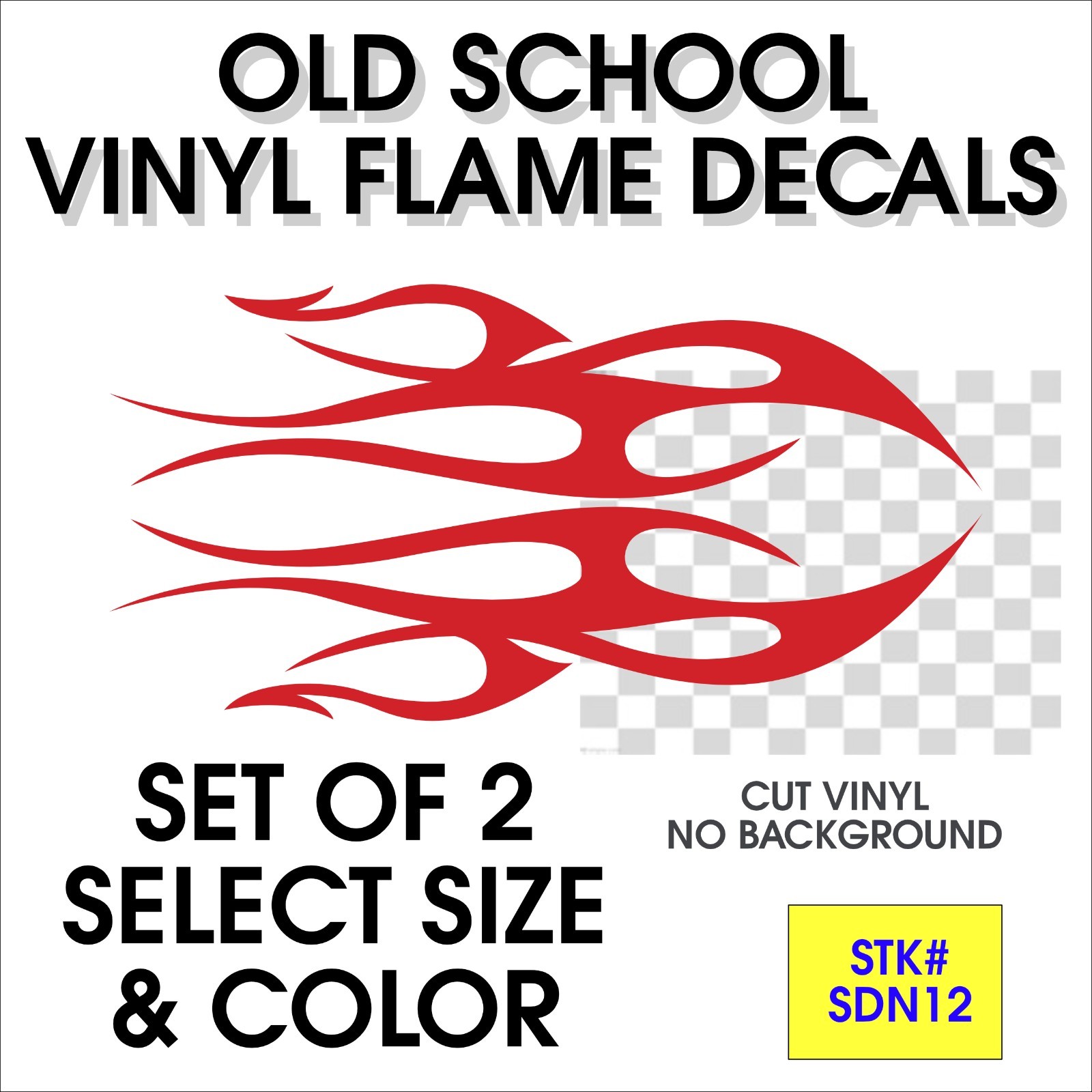 Old School Vinyl Flame Decals / Pinstripe ( set of 2 ) – STK# SDN12