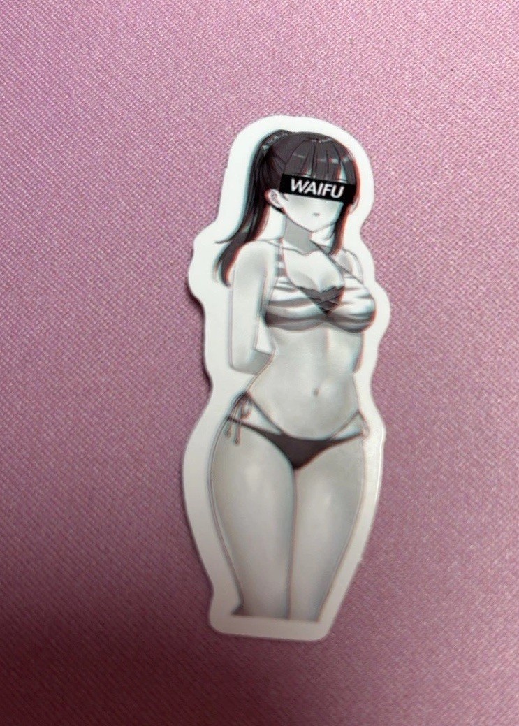 black and white waifu lewd stickers #6