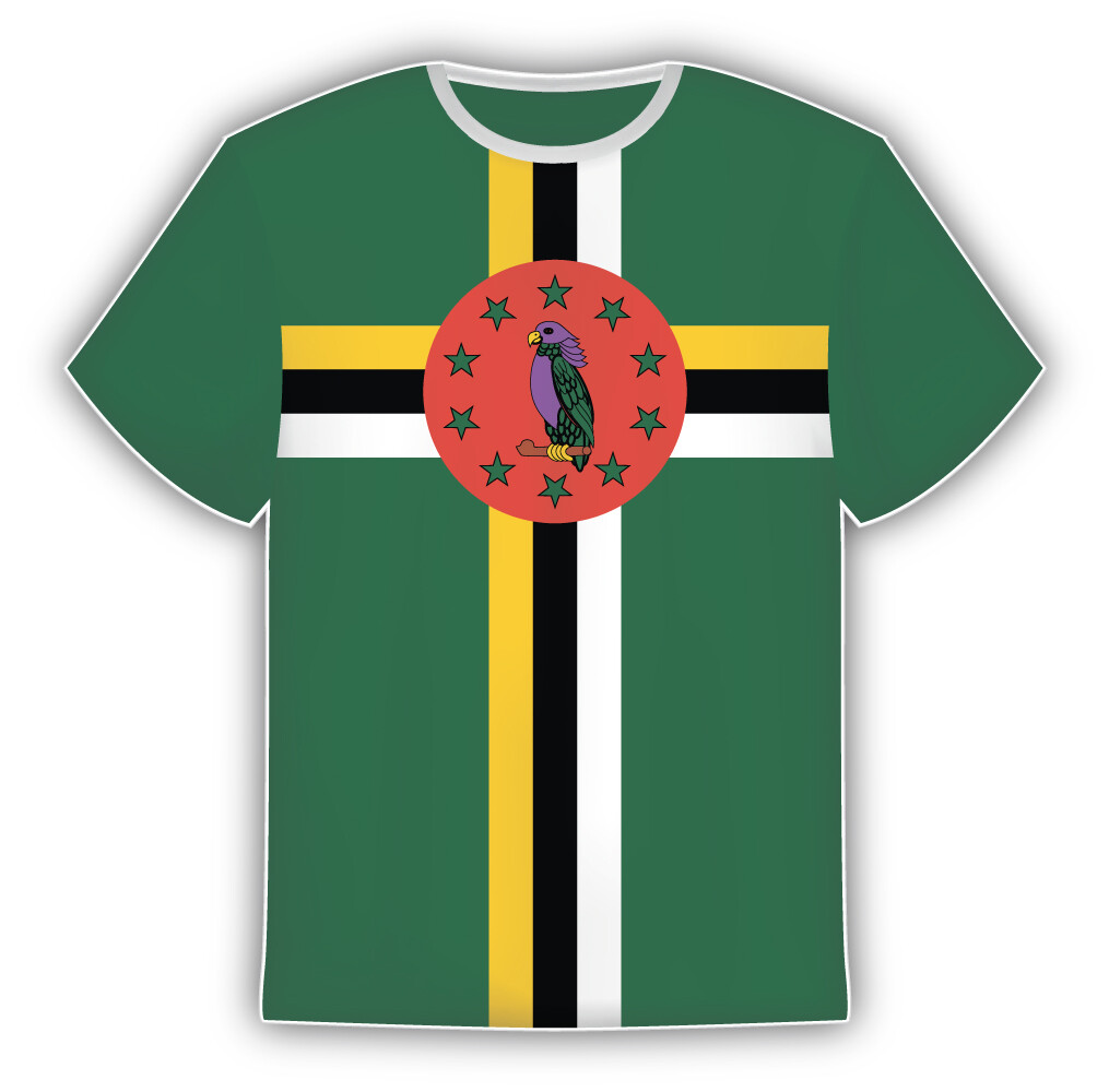 Dominica Flag Sticker In The Form Of T Shirt Vinyl Sticker Decal