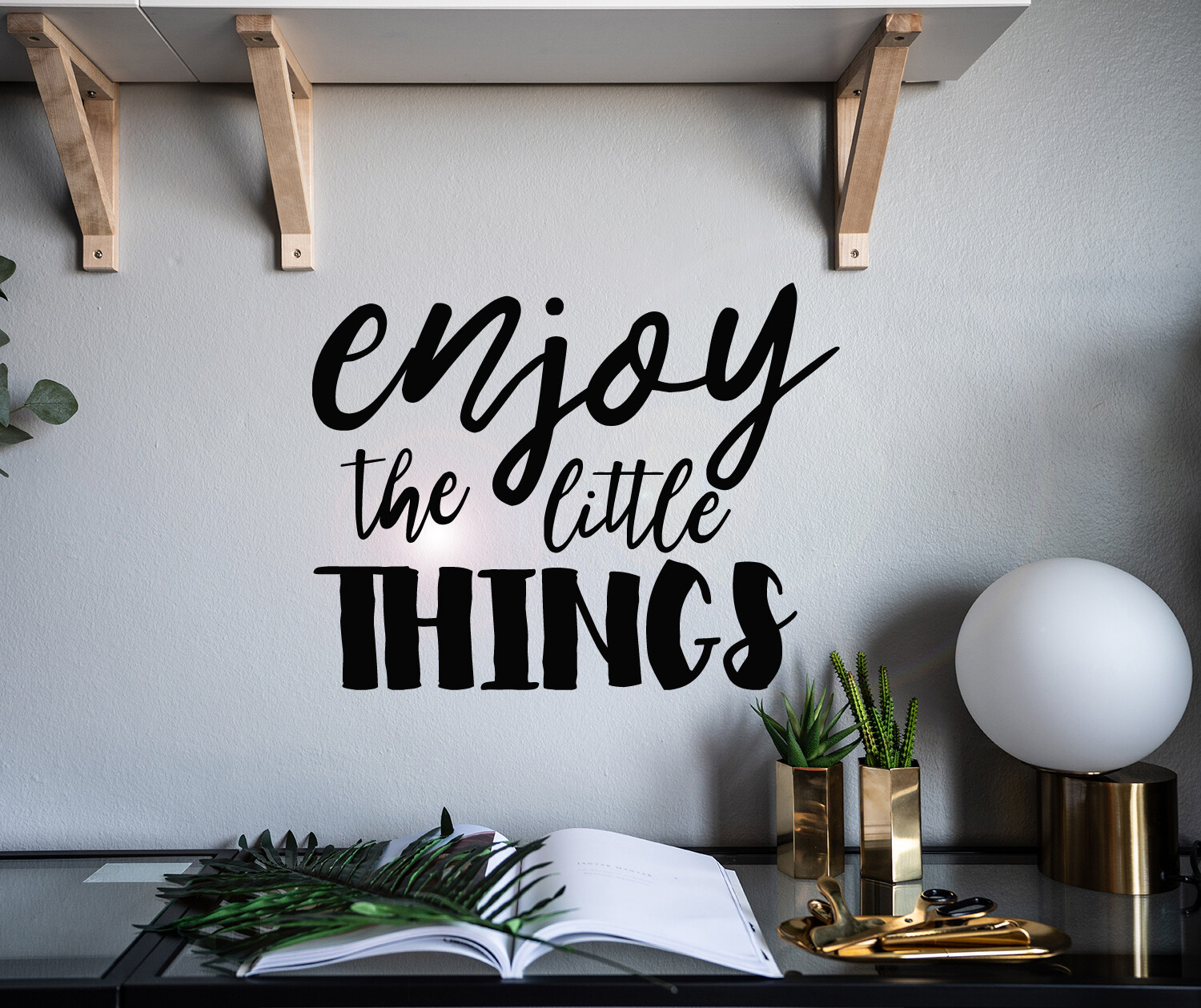 Vinyl Wall Decal Enjoy The Little Things Phrase Stickers 22.5 in x 17 in gz144