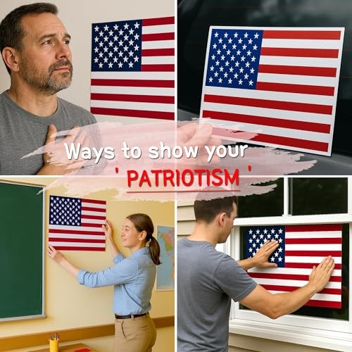 American Flag Vinyl Sticker – Waterproof & UV-Coated 16″×10″ Decal for Car,