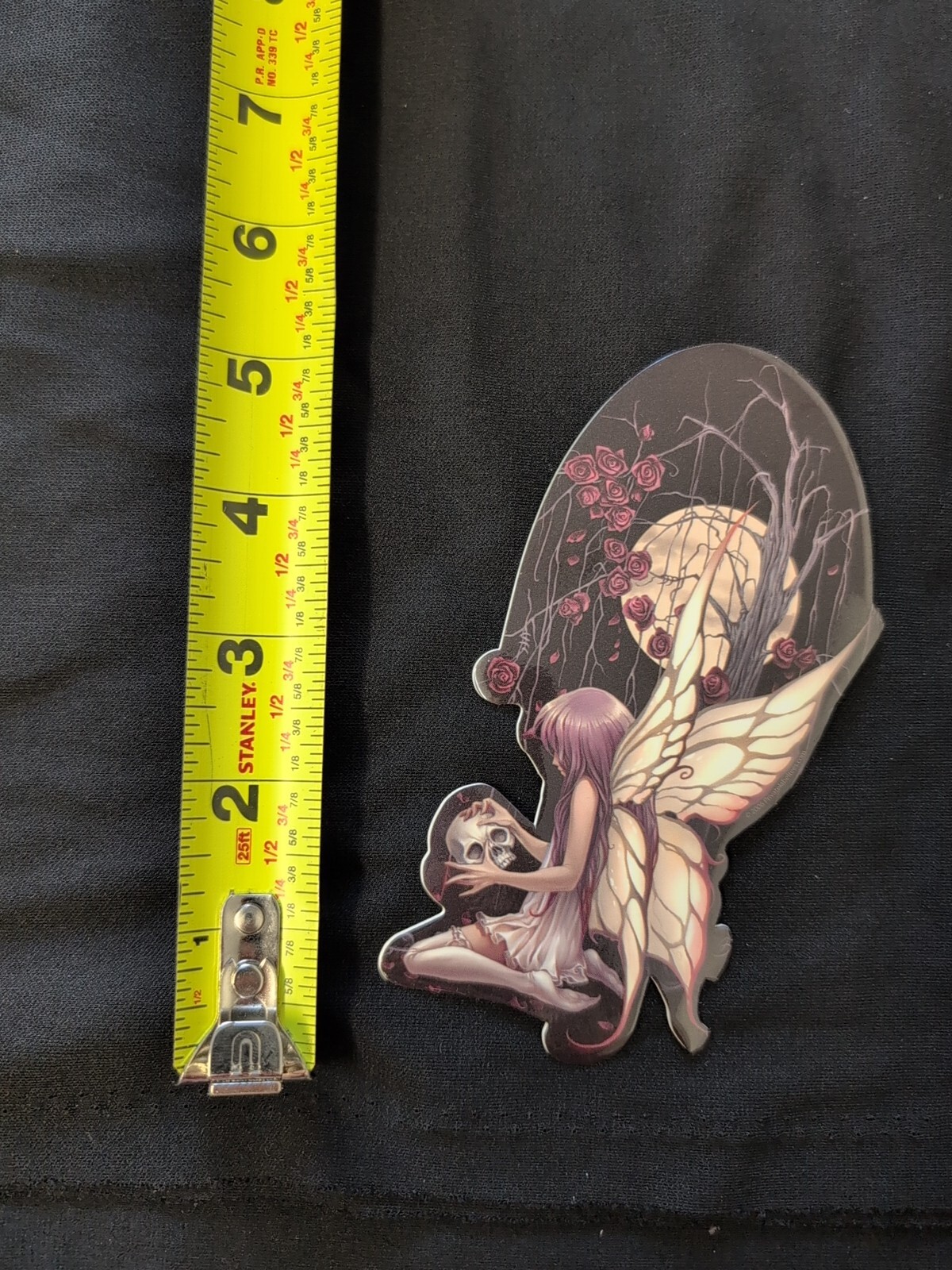 Pink Butterfly Fairy In Rose Garden With Skull Bumper Sticker Vinyl Decal 5”x 3”
