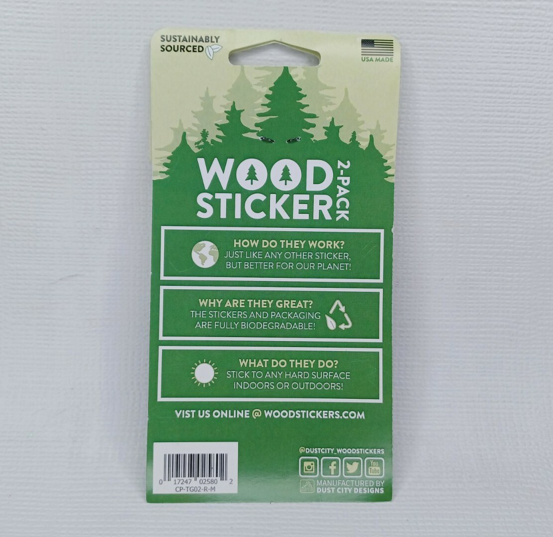 Wood Sticker 2 Pack Decal Bottle Laptop Car USA Made Good Vibes Outdoors Eco