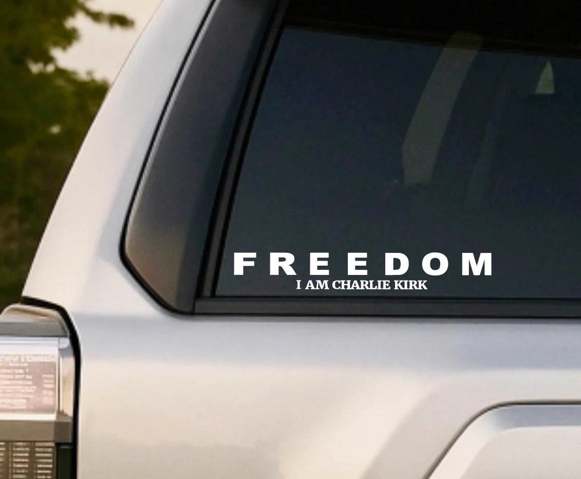Charlie Kirk Freedom Decal Sticker Vinyl Tumbler Laptop Console Car Patriotic