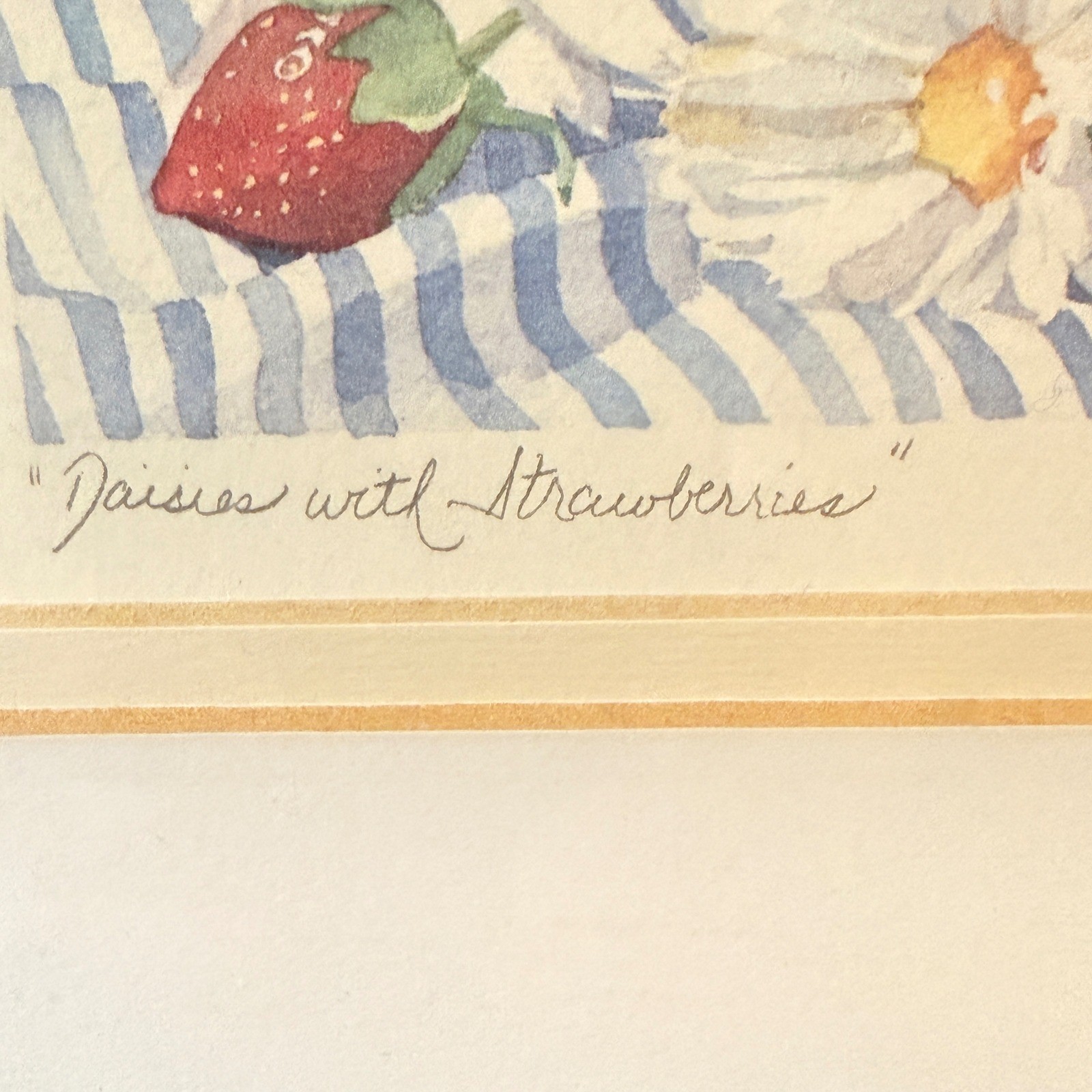 Amelia Rose Smith Daisies with Strawberries Framed Floral Print 14" Cottagecore