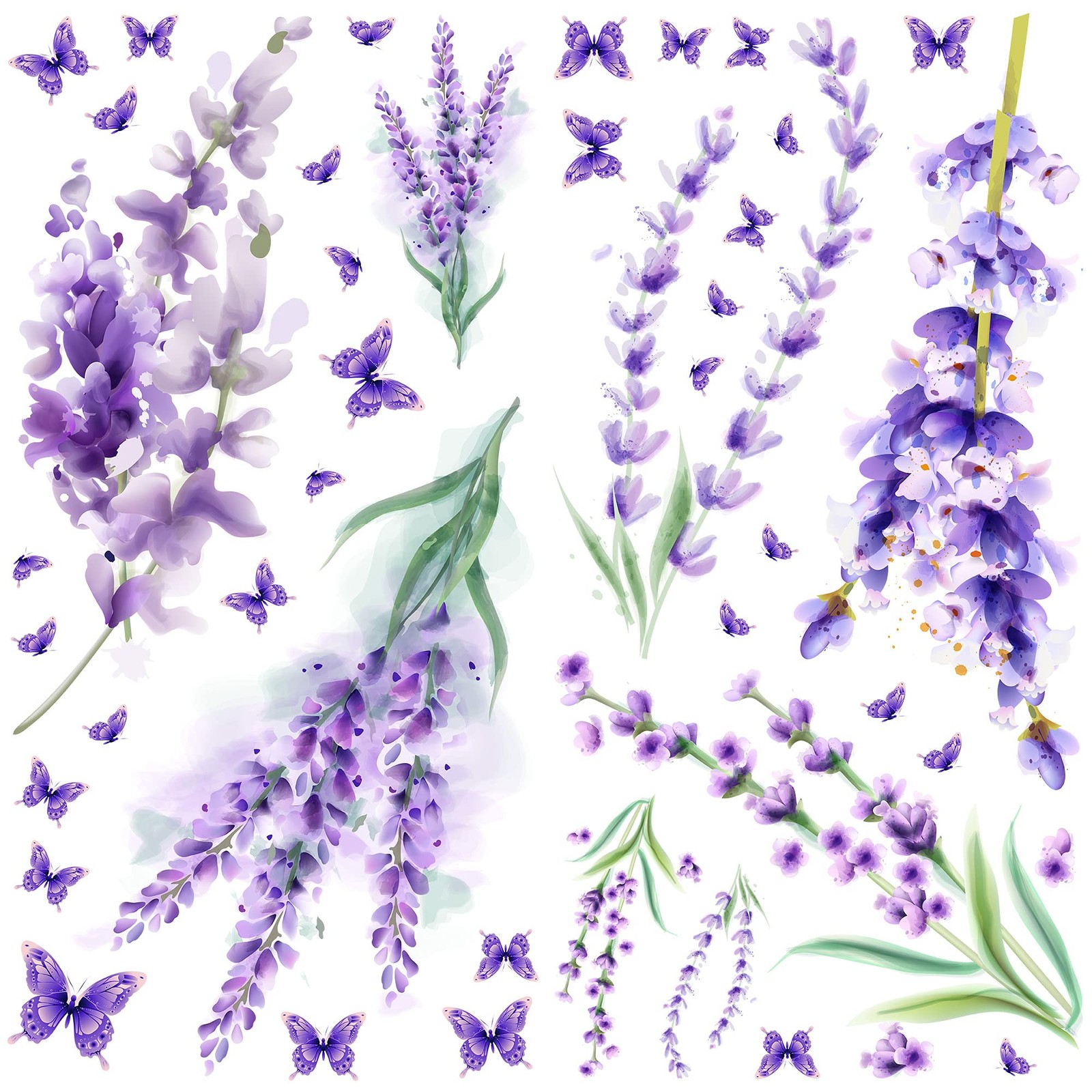 Removable Purple Lavender Wall Decals Purple Flowers Butterfly Wall Stickers …