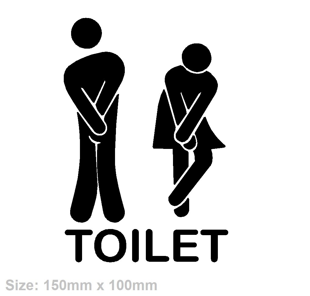 Toilet Sign Sticker Decal Funny Bathroom Restroom Men Women Door Gender Vinyl