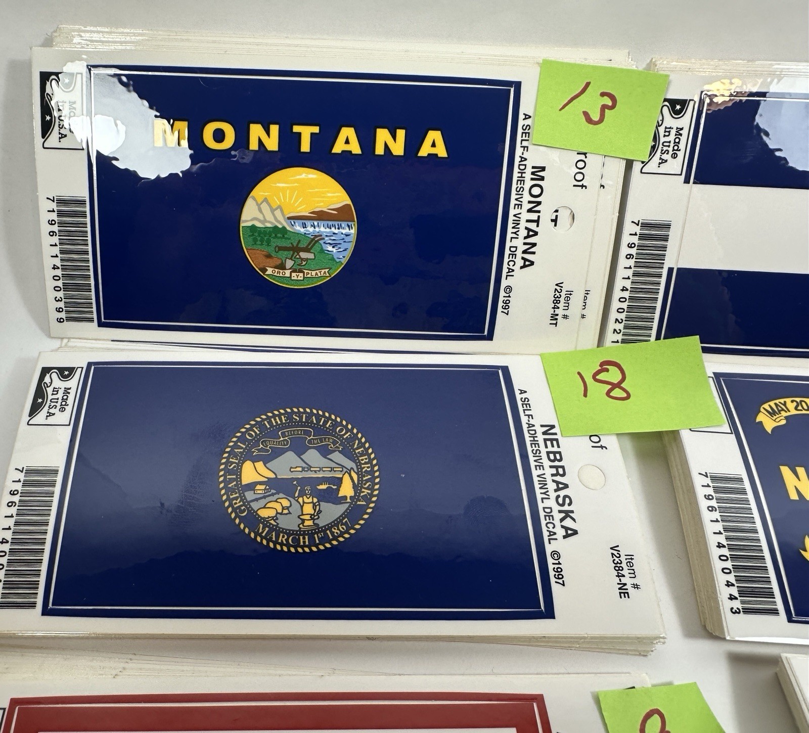 Bulk Lot State Flags Sticker Vinyl Decals 4” self Adhesive. 198 Stickers