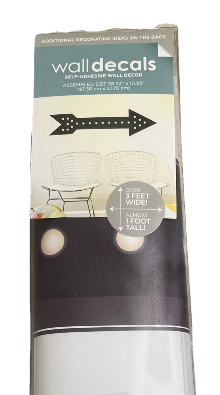 Arrow Self Adhesive Wall Decal Peel & Stick 38 in x 11 in Reposition’able Black