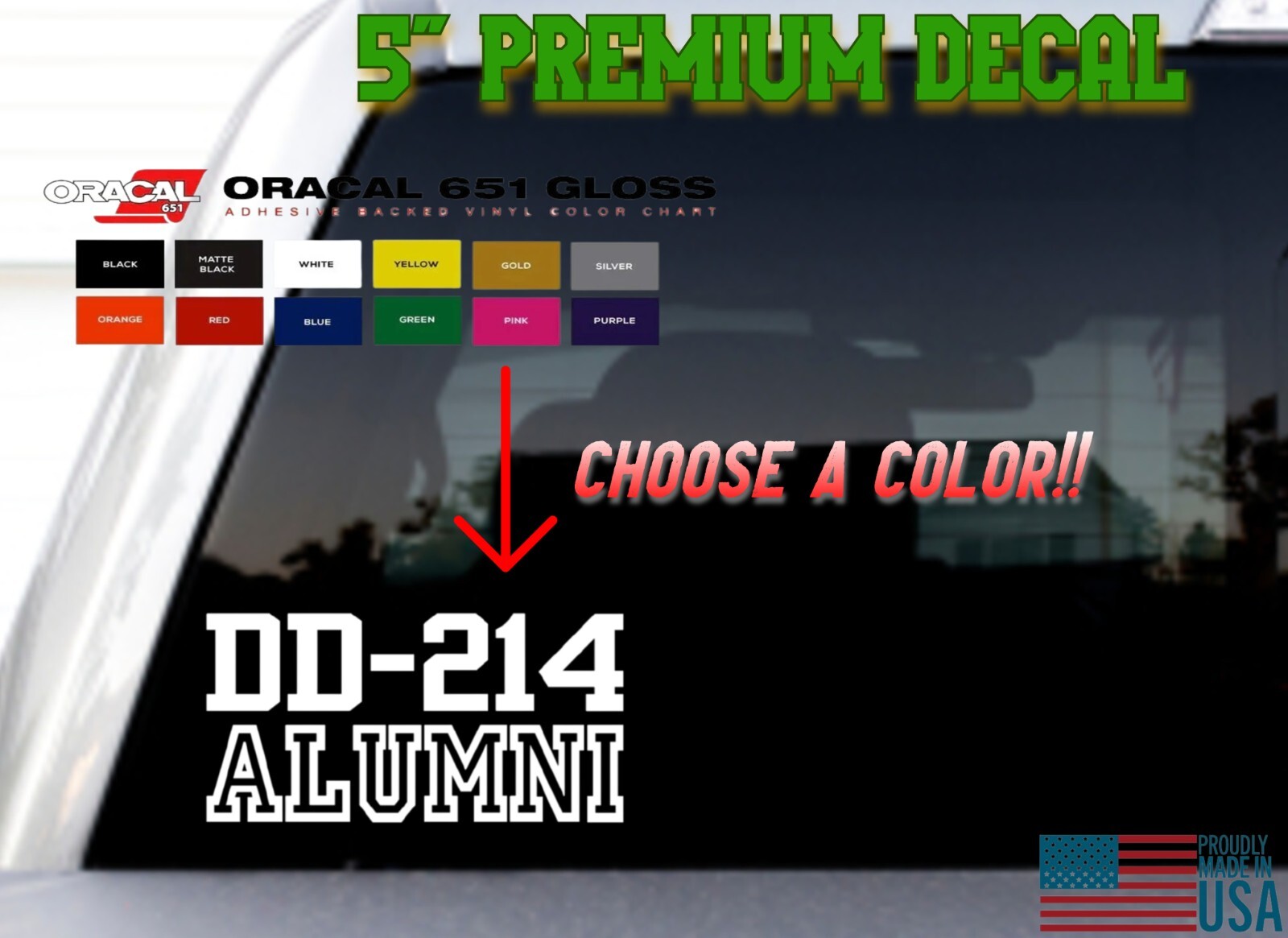 DD-214 Alumni – Army – Navy – Air Force – Marines – Veteran Vinyl Decal Sticker