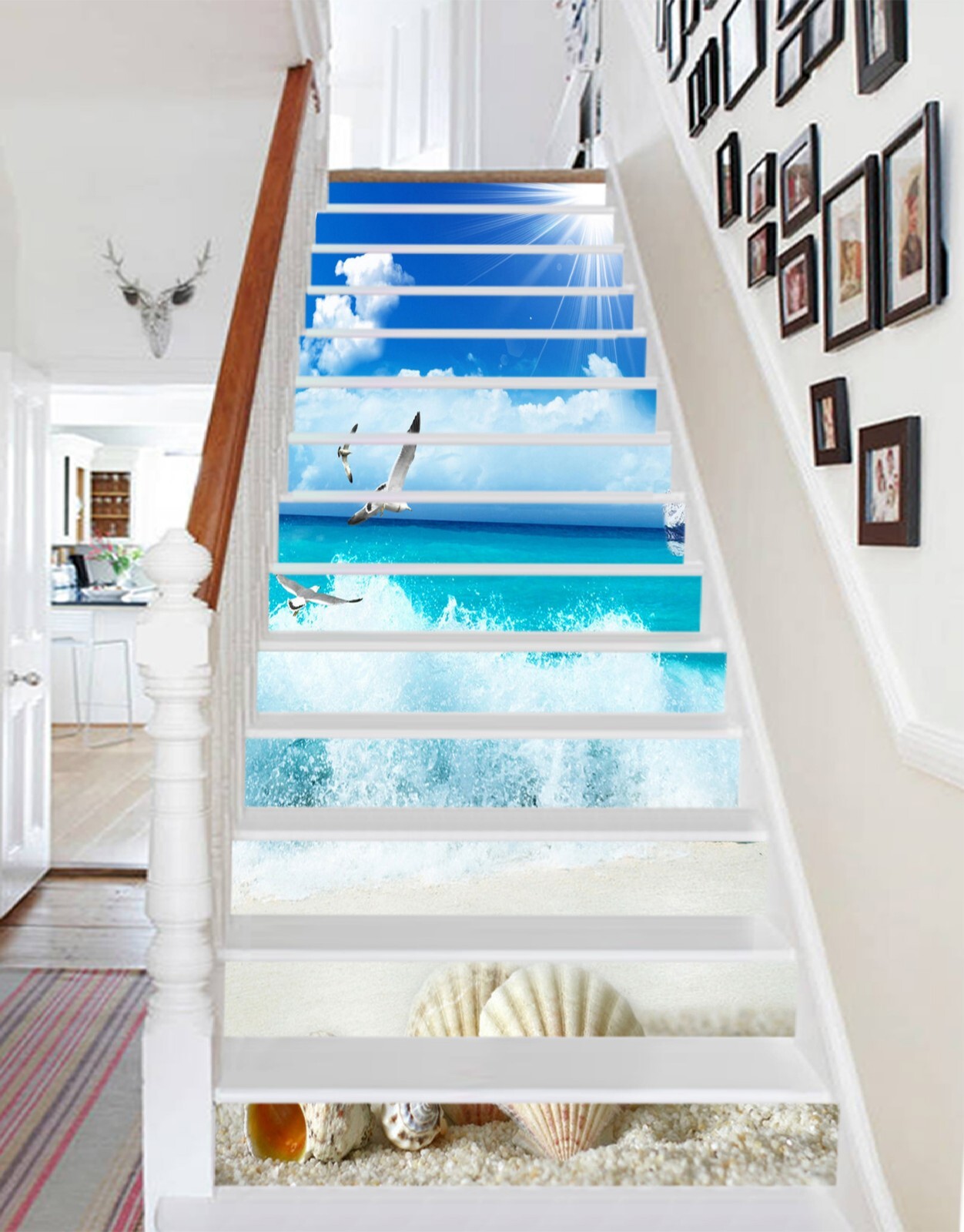 3D Shell Beach AZ945 Stair Risers Decoration Mural Vinyl Wallpaper Kay