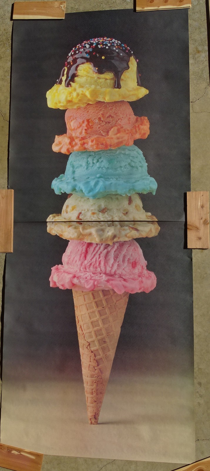 Food Challenge GIANT 5 Scoop Ice Cream Photo Door Wall Mural Poster 82.5” X 34”