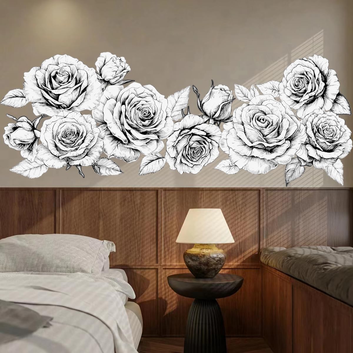 Black and White Flower Wall Decals Boho Rose Floral Wall Stickers for Living …
