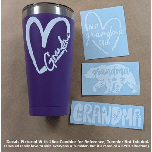 Grandma Vinyl Decal Stickers ~5 In White Heart Bear Best Grandma Ever 4 Pack NEW