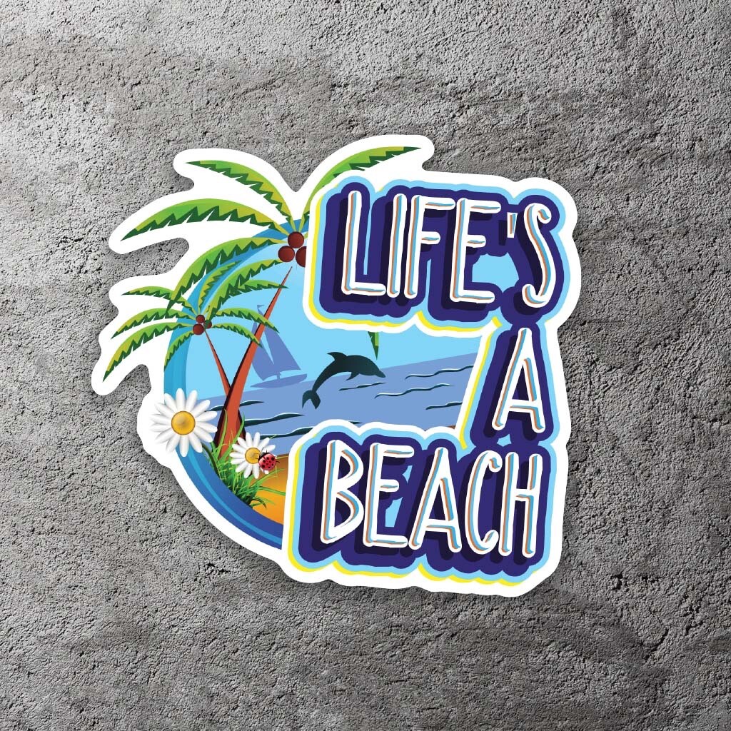 Life's A Beach Vinyl Sticker 3.5" Wide – Includes Two Stickers
