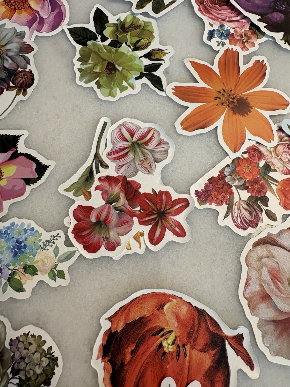 Floral Flower Stickers/Decals Multicolor Assorted Mixed Designs Lot of 70