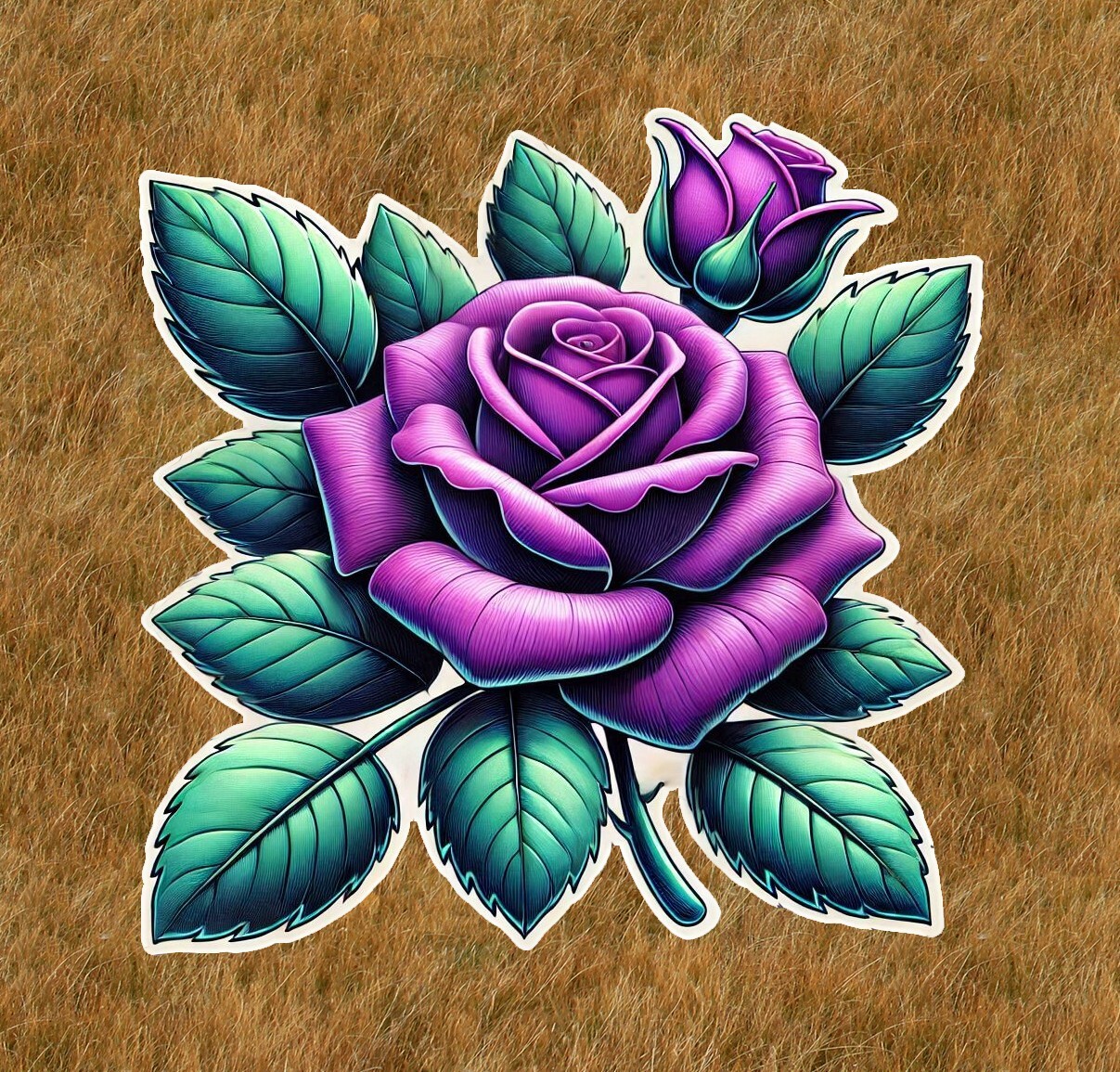 Beautiful purple rose vinyl sticker decal – many sizes available