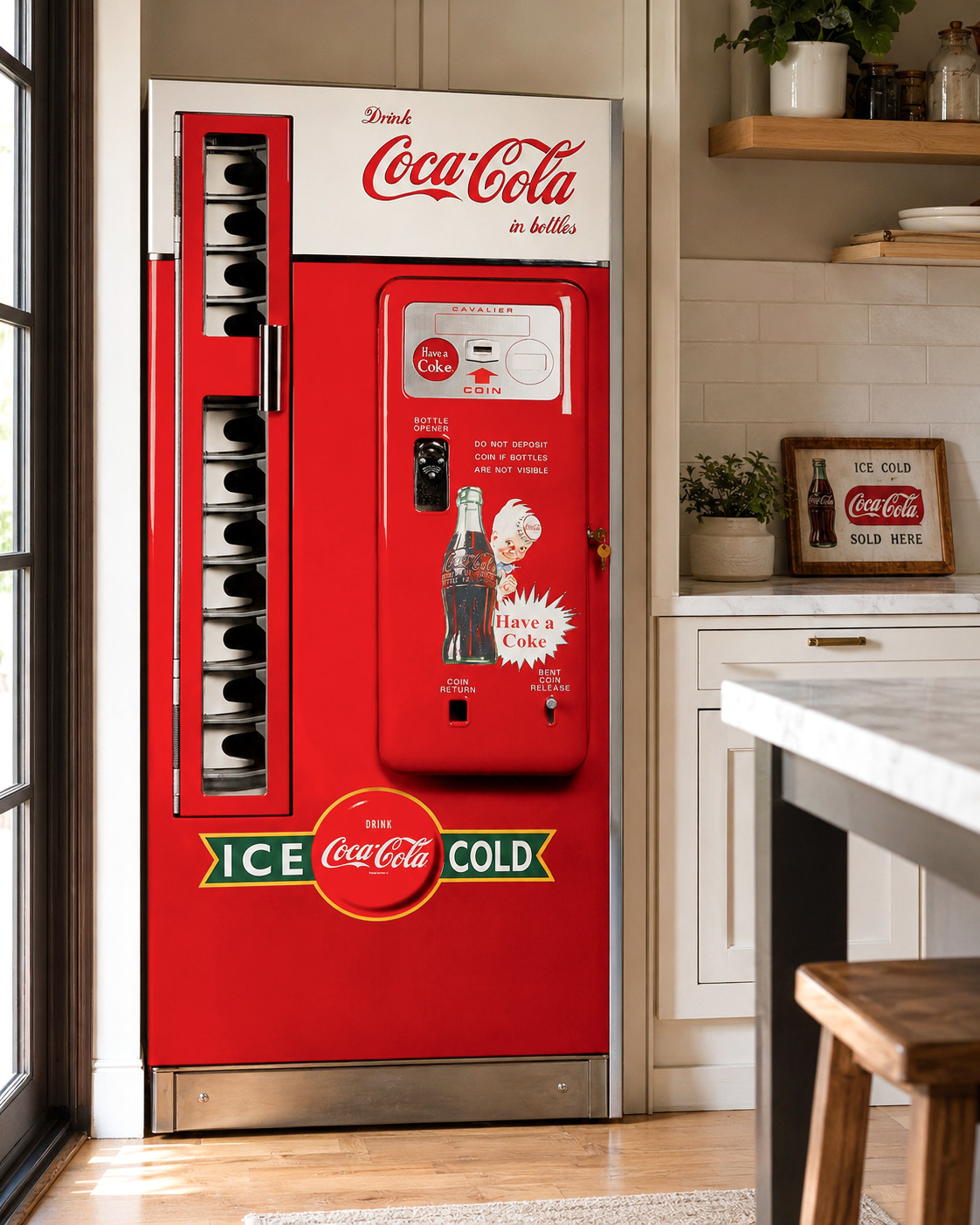 Retro Coca-Cola Vending Machine Refrigerator Wrap Decal for Side-by-Side Fridges