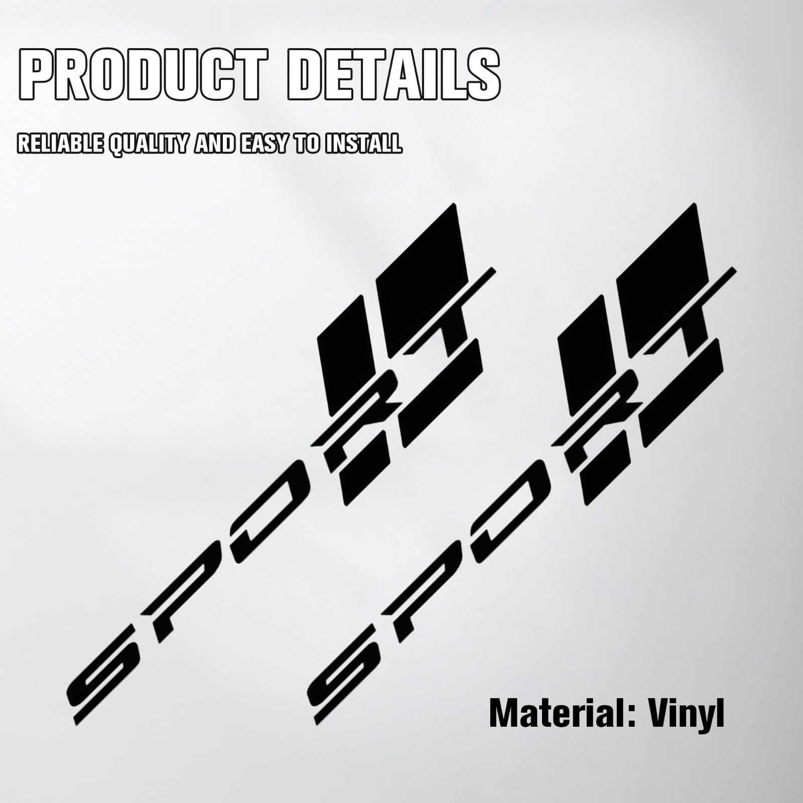Universal Sport Letter Logo Vinyl Decal Stickers – 16" Black, 2 Pack for Cars