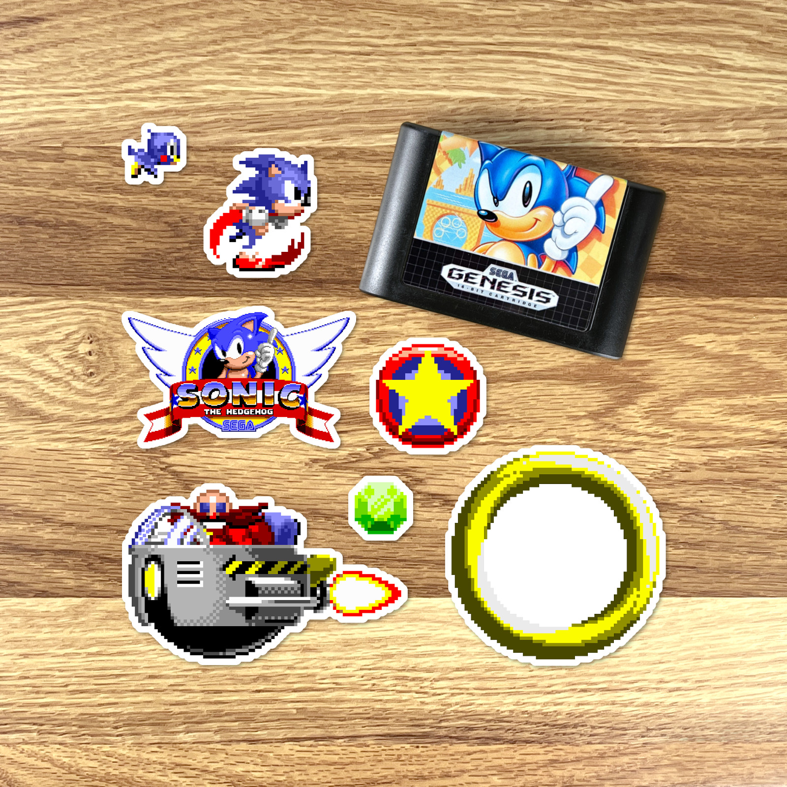Sonic the Hedgehog 1 Stickers Sega Genesis Pixel Art 46 Sticker Pack