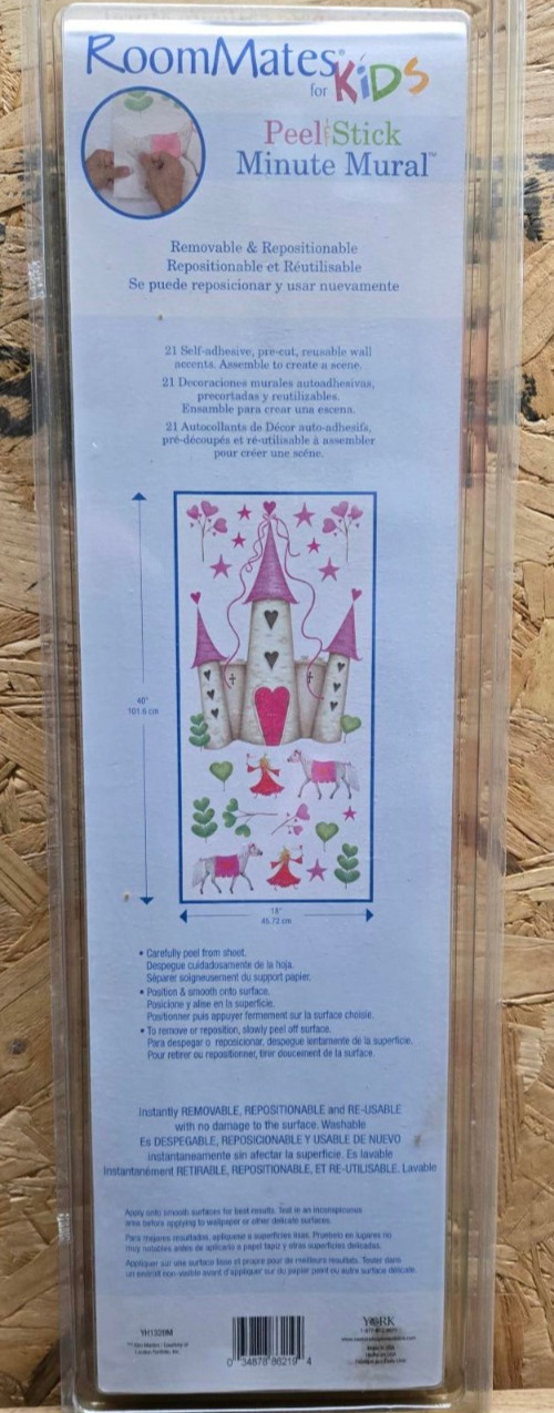 Peel & Stick Fairytale Castle Princess Decal Mural YH1328M Horse Heart RoomMates