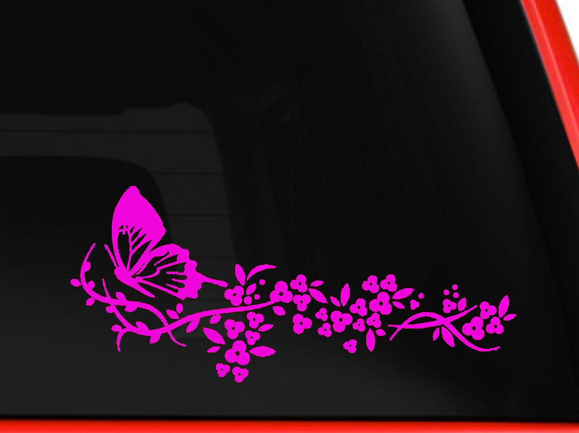 Flower and Butterfly, beautiful nature Decal Stickers Car Window Truck laptop 6"