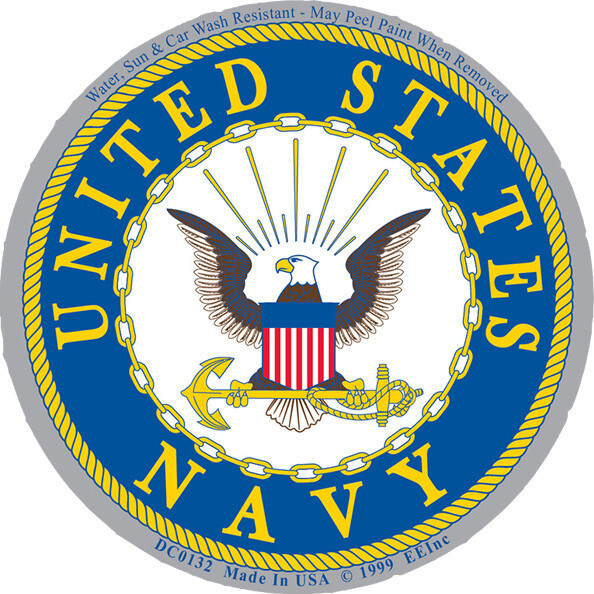 3"X4" VINYL PRESS AND STICK WEATHER RESISTANT USN SEAL DECAL